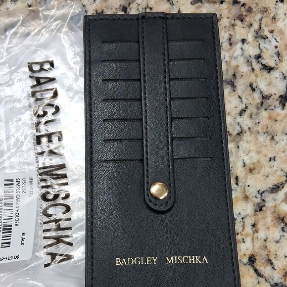 Badgley Mischka Accessories - Badgley Mischka Black Key Card Holder Sleek Design